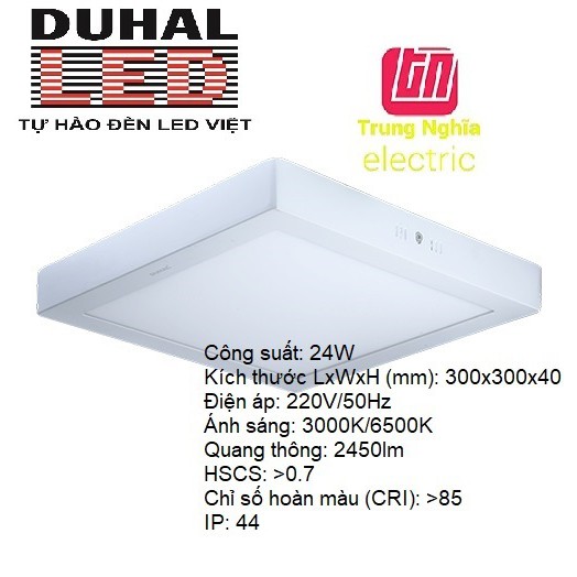 [DUHAL LED] Đèn Led Panel Vuông Gắn Nổi Duhal 24W - KDGB524