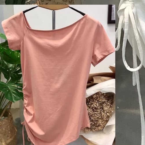 [Mã LTP50 giảm 50000 đơn 150000] Áo thun nữ Emspo lệch vai, phối dây rút ATS0287