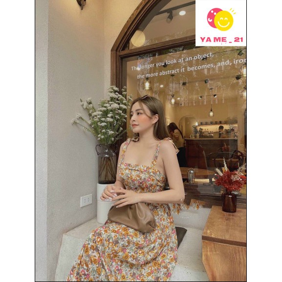 Váy Nữ Hoa Nhí Đẹp, Đầm Hoa Nhí Đi Biển 2 Dây Nơ Dáng Xòe Chất Von Lụa | BigBuy360 - bigbuy360.vn
