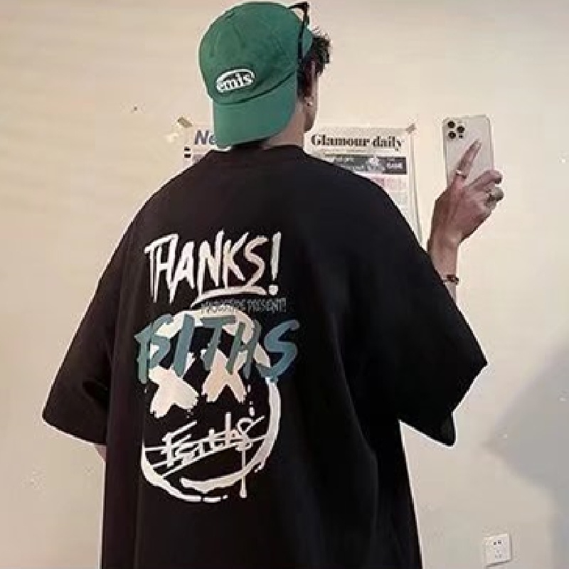 Áo Thun Tay Ngắn Dáng Rộng In Chữ Phong Cách Hip Hop Thời Trang Mùa Hè Cho Nam Và Nữ size M-8XL