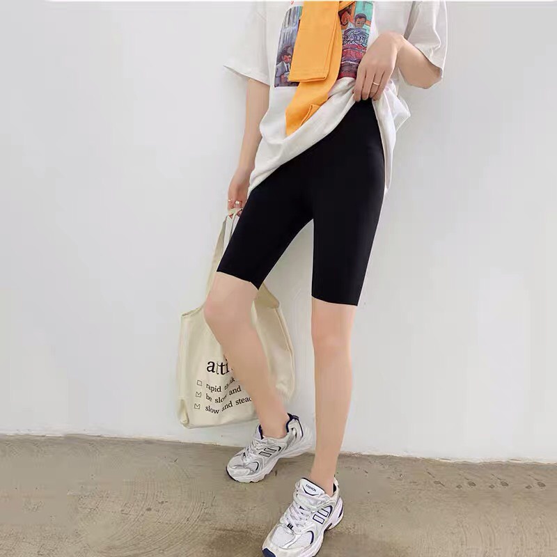 Quần legging nữ ALALA nâng mông lưng cạp cao vải thun dày dặn đùi ngố lửng ôm body bó mặc nhà tập gym yoga Q33