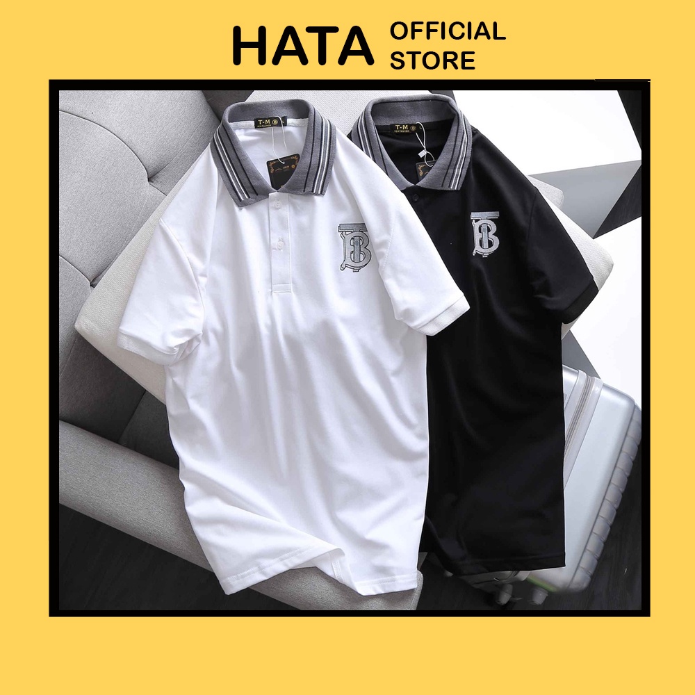 Áo Thun Cặp Đôi Nam Nữ Cổ Bẻ Polo Ngực Thêu Chữ BT 239 Cổ Sọc Xám Thấm Hút Mồ Hôi Chất Liệu Siêu Cao Cấp