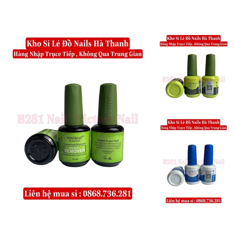 [ Hàng Chính Hãng ] Sơn Gel Vinimay Base Top Bóng Cứng Móng Top Lỳ Cường Lực Top Loang Kềm Dầu Phá Móng