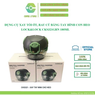 CKS321GRN - DỤNG CỤ XAY TỎI ỚT, RAU CỦ BẰNG TAY HÌNH CON HEO LOCK&LOCK 180ML - HÀNG CHÍNH HÃNG