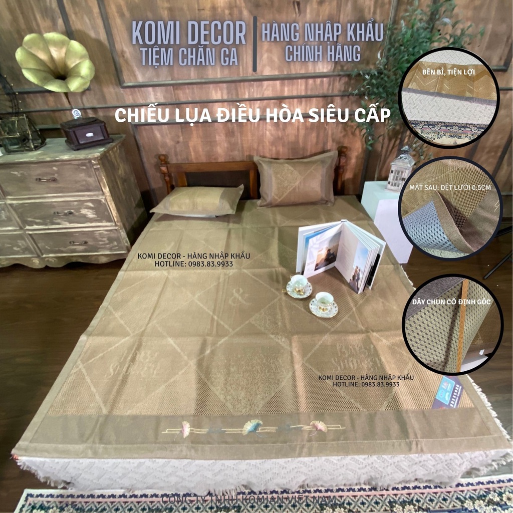 Chiếu Mây Điều Hòa Lụa Chunqui Komi Decor- Lụa Lót lưới siêu dầy , Thoáng Khí , Siêu Lạnh - 2022