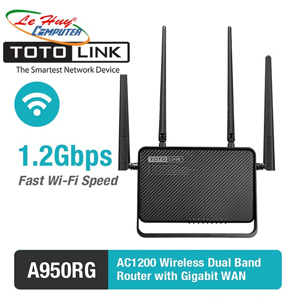 Bộ Phát Sóng Wifi Băng Tầng Kép AC1200 Router Totolink A950RG