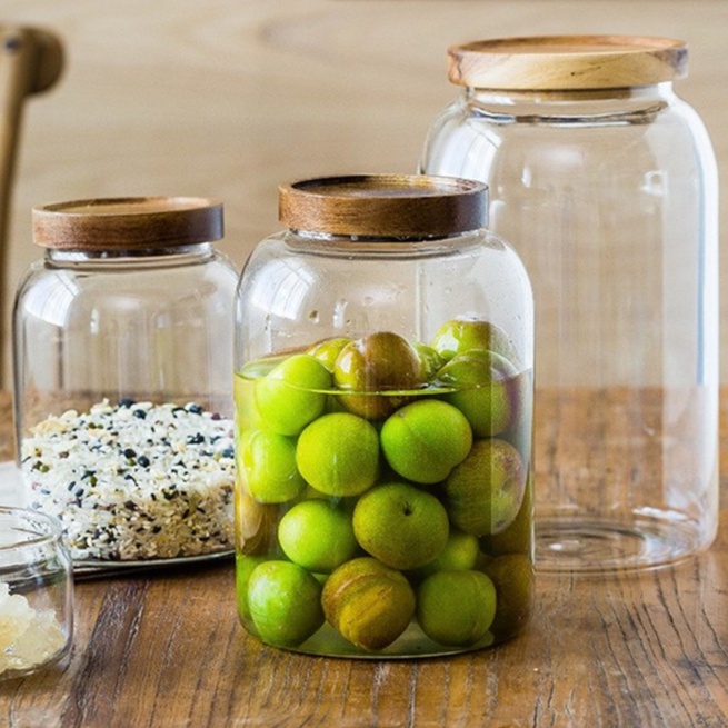 Bình Thủy Tinh Nắp Gỗ, Bình Ngâm LIIN DECOR