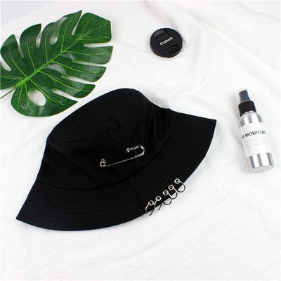 Mũ bucket xỏ khuyên cá tính form unisex nam nữ hai màu đen, trắng - B27