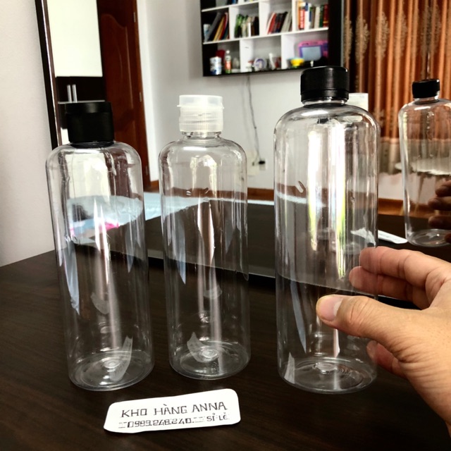 10 CHAI NHỰA 500ML TRONG SUỐT - 10 CHAI NHỰA NẮP BẬT THÂN 500ML - 10 CHAI NHỰA TRONG SUỐT NẮP BẬT NHỎ GIỌT 500ML