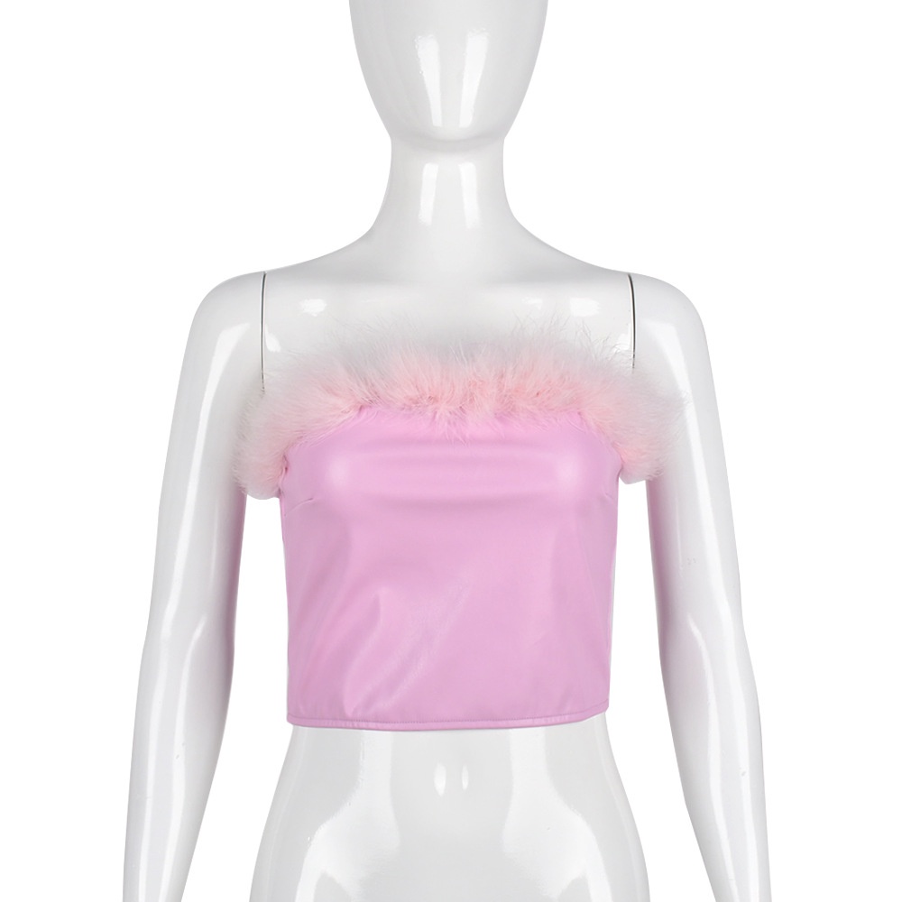 Áo Ống Bằng Da Pu Lót Lông Cừu Thiết Kế Quyến Rũ Dành Cho Nữ