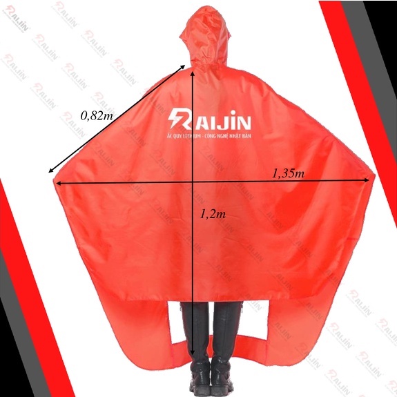 Áo mưa đơn cánh dơi chất liệu vải dù tổ ong cao cấp RAIJIN chống rách không ngấm nước có lỗ xỏ gương khi đi xe máy
