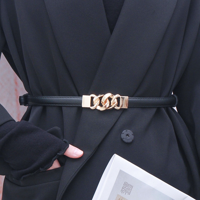 Thắt Lưng Da Phối Khóa Kim Loại Phong Cách Boho Cổ Điển Cho Nữ