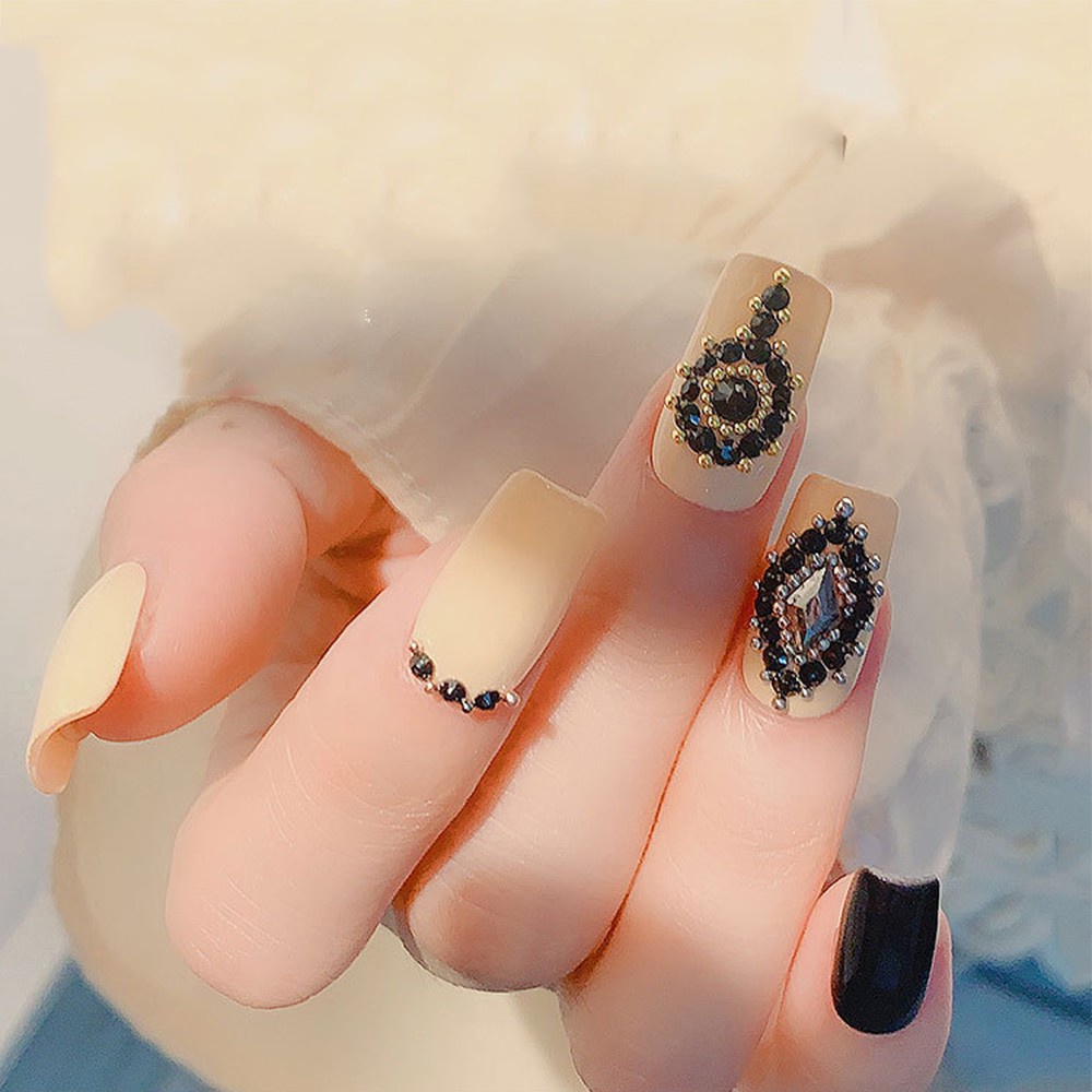 [Hàng mới về] Hộp hạt phụ kiện bằng kim loại 3D màu trơn sang trọng trang trí móng tay nghệ thuật chất lượng cao