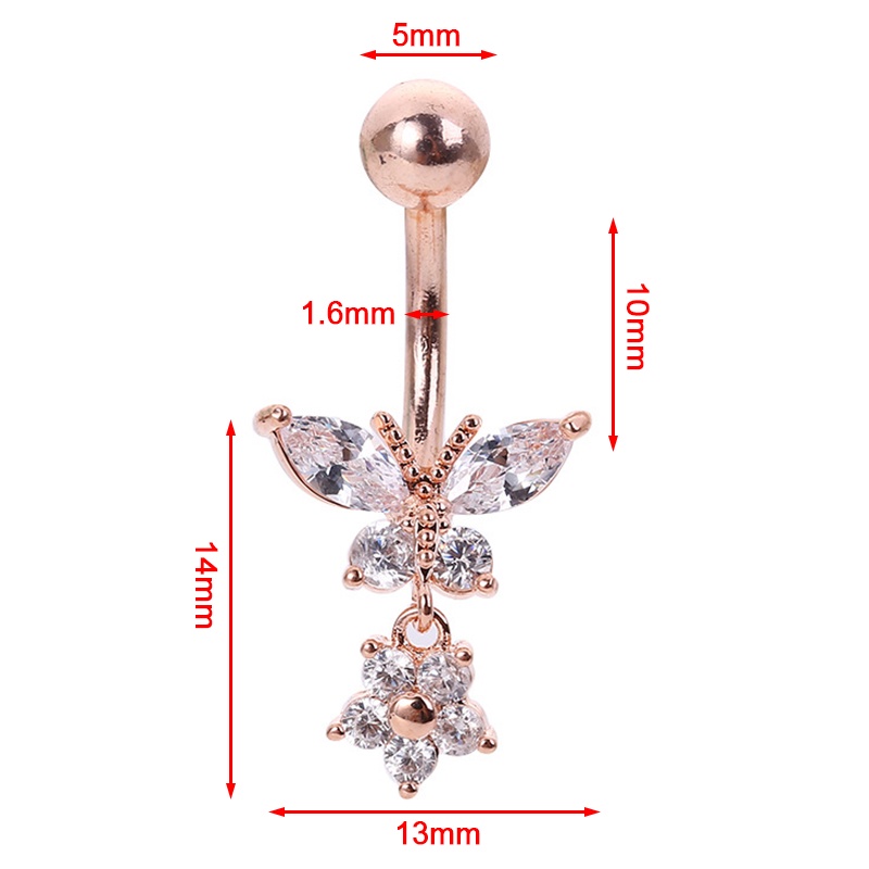 Khuyên Rốn Hình Bướm Đính Đá Zircon Thời Trang