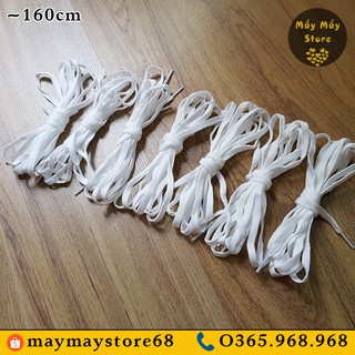 Dây Giày Dẹt Trắng Dài 160cm (Cho Giày Cổ Cao Có 8-10 Lỗ Xâu)