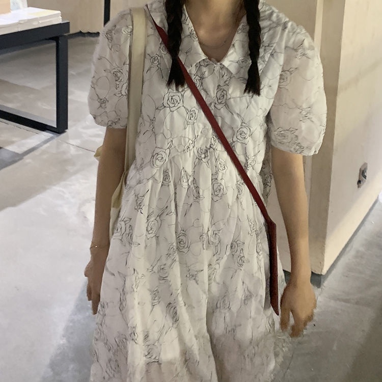 Đầm midi Màu Trắng Tay Phồng Phong Cách Cổ Điển Thời Trang Mùa Hè Cho Nữ