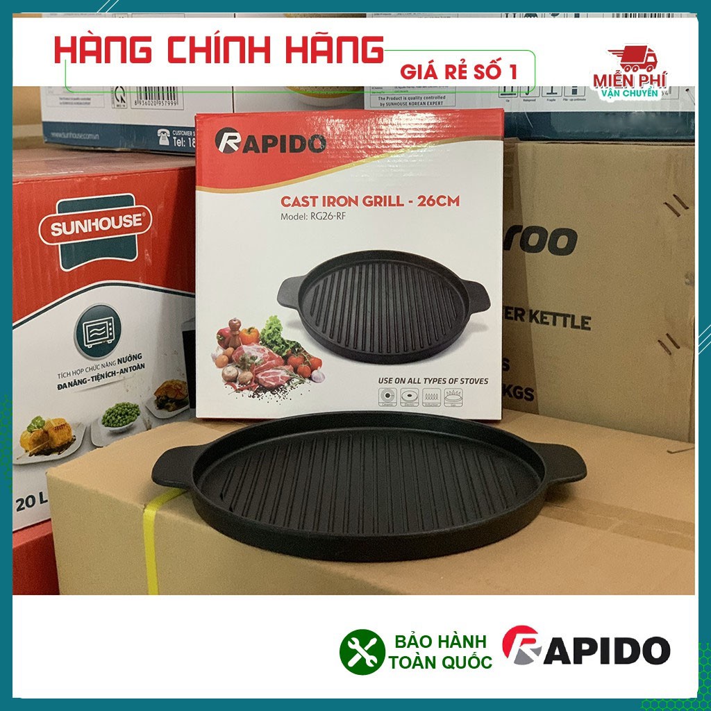 Chảo gang nướng RAPIDO 26cm( Chính hãng)