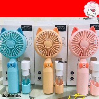 Quạt mini cầm tay phun sương siêu tiện lợi,quạt cầm tay tích điện tai thỏ có thể sạc lại