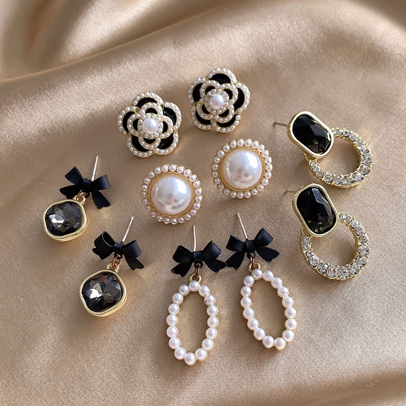 Đôi Khuyên Tai Đính Hạt Ngọc Trai Phong Cách Hàn Quốc Thời Trang Cho Nữ