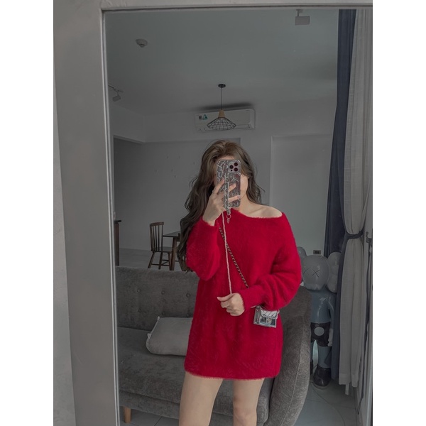 Áo len lông cổ tròn măc đuoc lệch vai | BigBuy360 - bigbuy360.vn