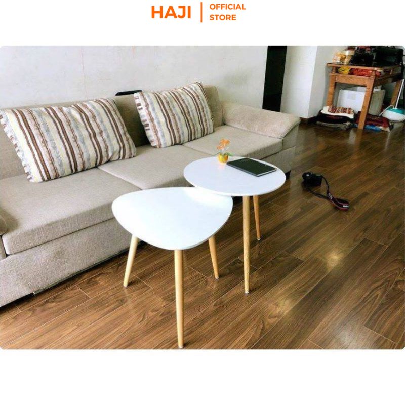 Bàn trà sofa hình oval bo góc dán chỉ cạnh tinh tế thương hiệu HAJI BO50