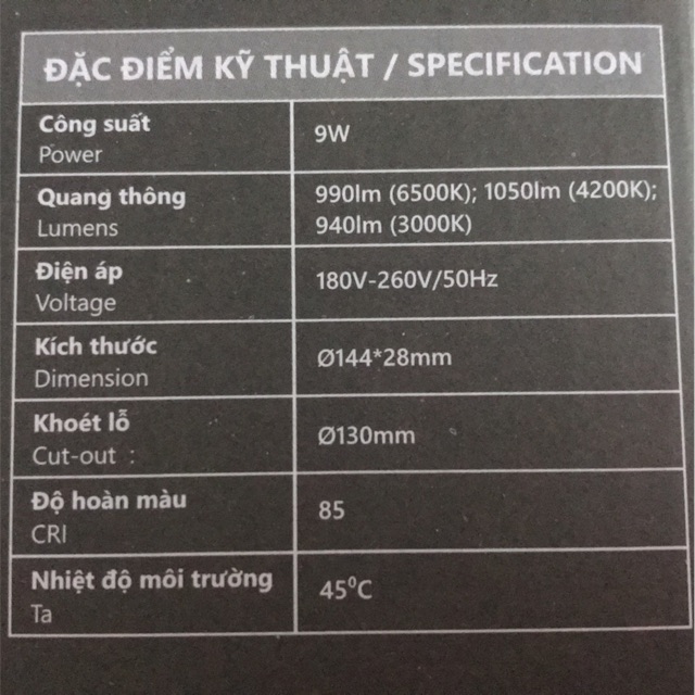 Bóng âm trần đổi màu 3 chế độ màu 9W Duhal KDMT0091