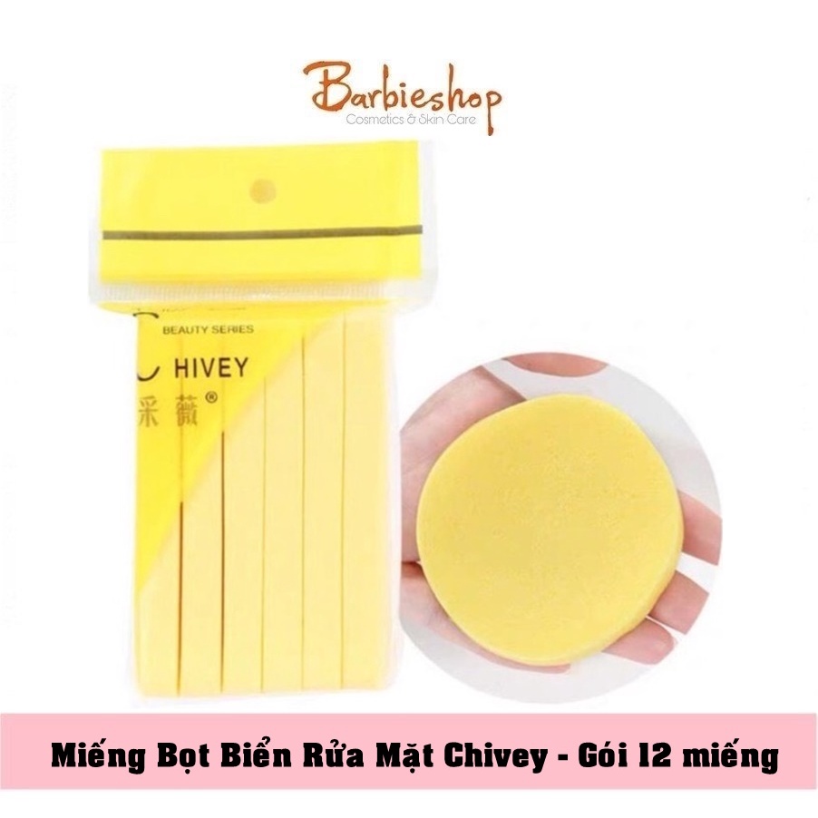 Miếng Rửa Mặt Bọt Biển rửa mặt chivey - gói 12 miếng ( ngẫu nhiên)