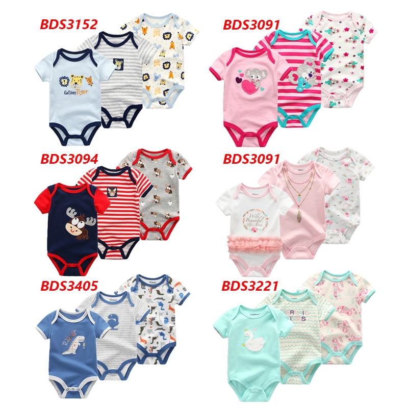 3PCS newborn baby pants romper jumpsuit short-sleeved summer cotton clothes spot