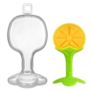 Gặm nướu hình trái cây silicon mềm cho bé có kèm hộp nhựa