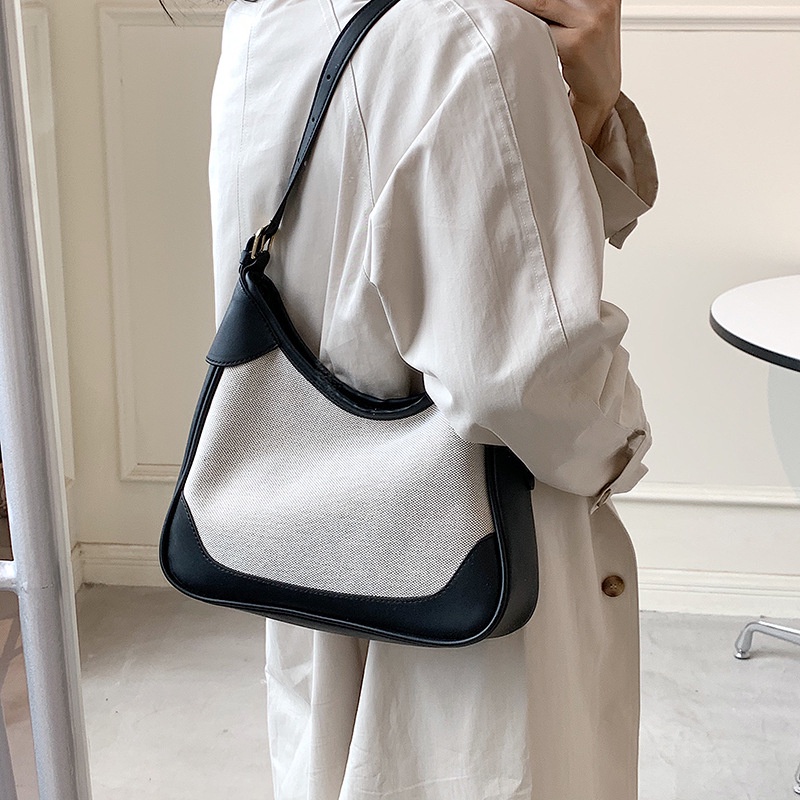 Túi đeo vai vải canvas cỡ lớn thời trang mùa hè duyên dáng dành cho nữ 2021