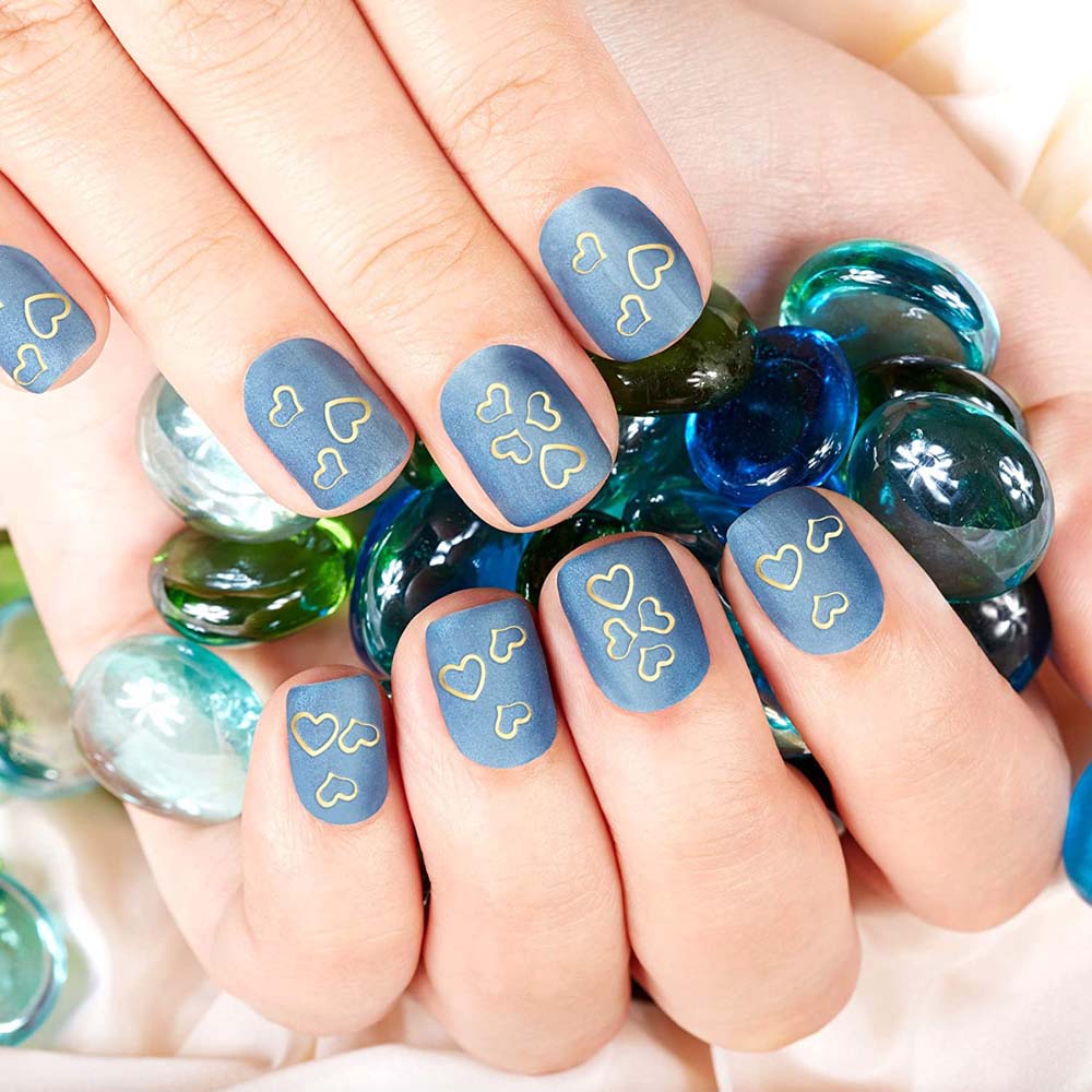 [Hàng mới về] Miếng phụ kiện bằng kim loại hình trái tim rỗng 3D trang trí móng tay thủ công