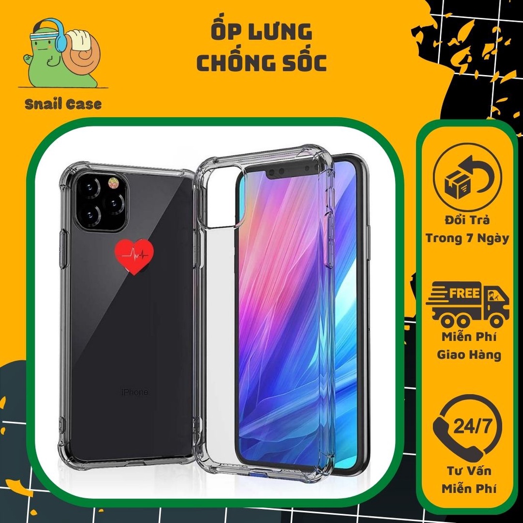 Ốp Lưng Iphone Viền Vuông Chống Sốc Bảo Vệ bo Camera Trong Suốt Dày 7 8 Plus X Xr Xs11 12 13 Pro Max