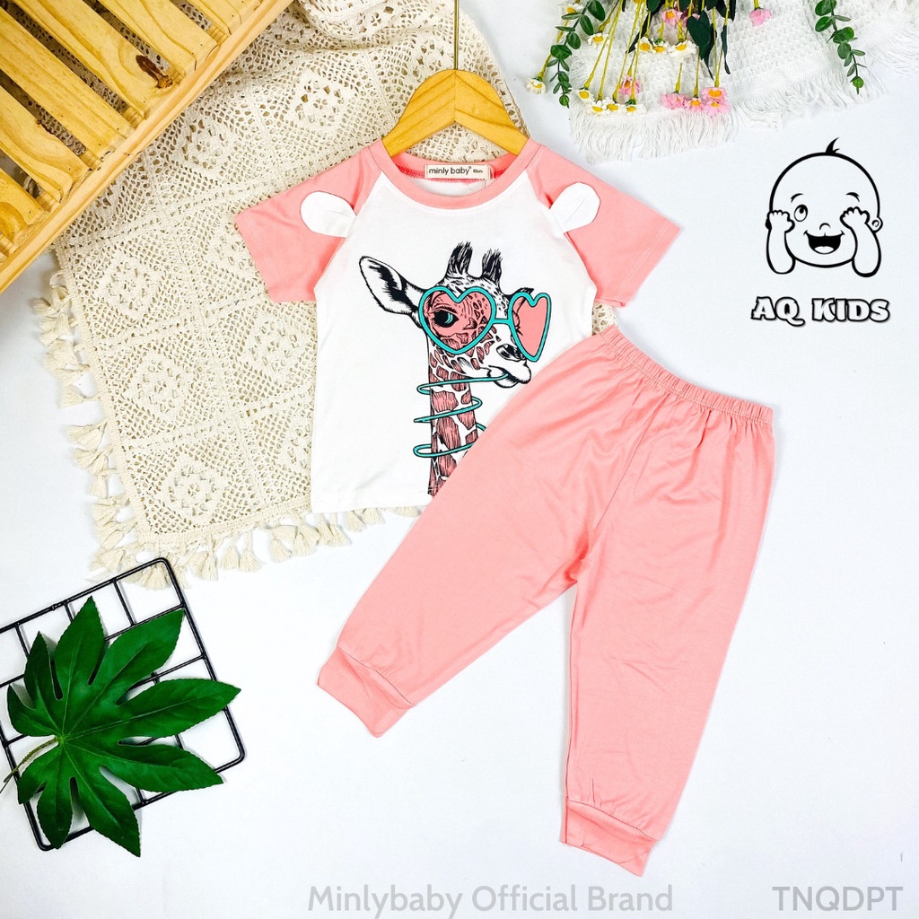 [8-28kg Freeship] Bộ Tay Cộc Quần Dài Thun Lạnh Cho Bé Phối Tai Thỏ Dễ Thương Hàng Chính Hãng Minlybaby Unibaby - TNQDPT