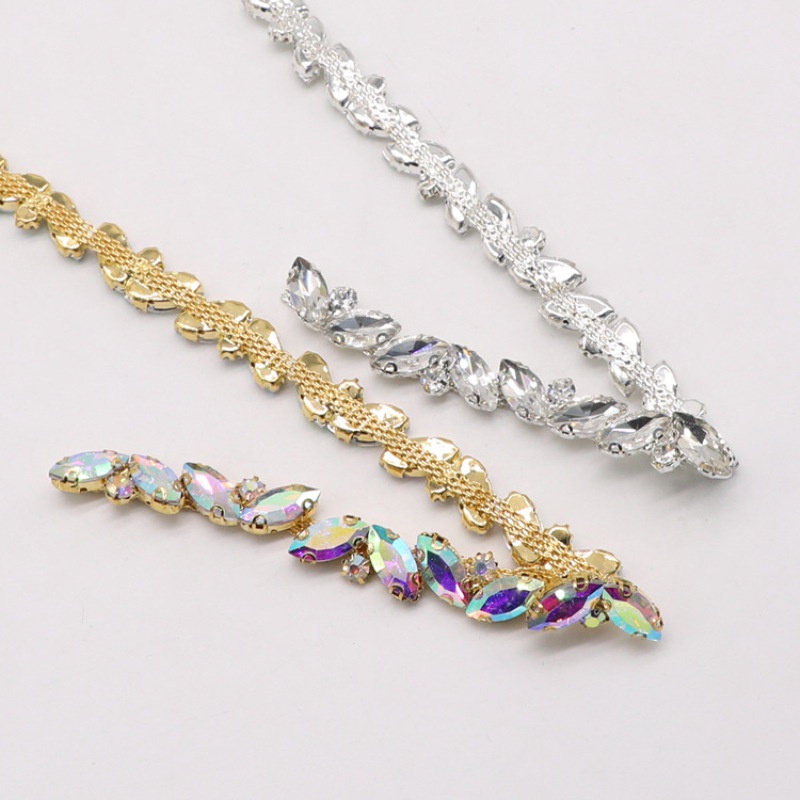 2138894     Dây Xích Đính Đá Mắt Ngựa Chất Lượng Cao Trang Trí Quần Áo