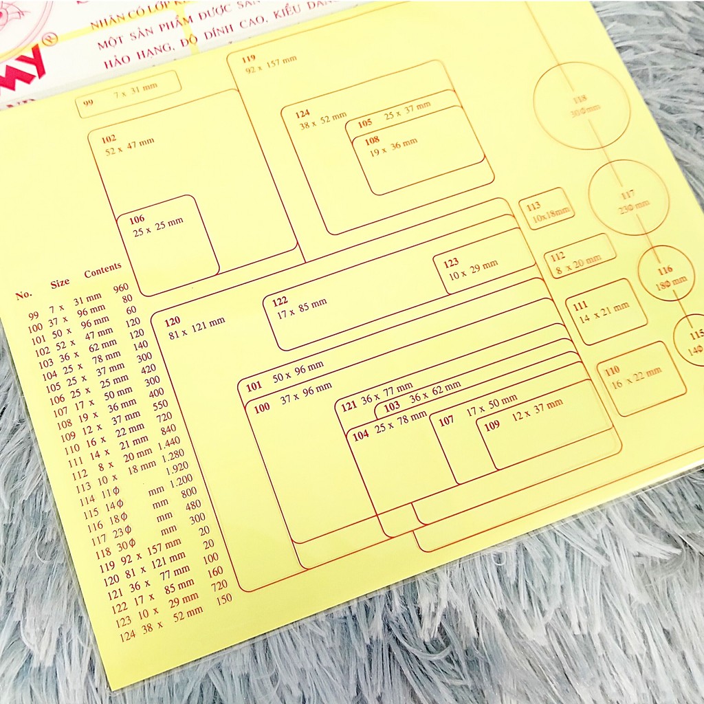 Nhãn Có Lớp Keo Tự Dán Decal Tomy A5 - Xấp 10 tờ (Decal Tomy 99 100 101 102 103 104 105 106 107 108 109 110)