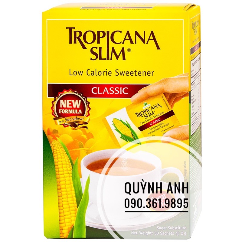 Đường ăn kiêng Tropicana Slim (Classic) hộp 50 gói (gói 2g)