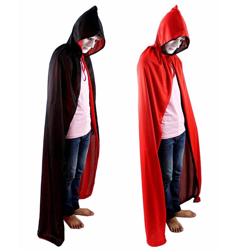 Áo choàng ma cà rồng đỏ đen có mũ dài 80cm cho bé hóa trang Halloween