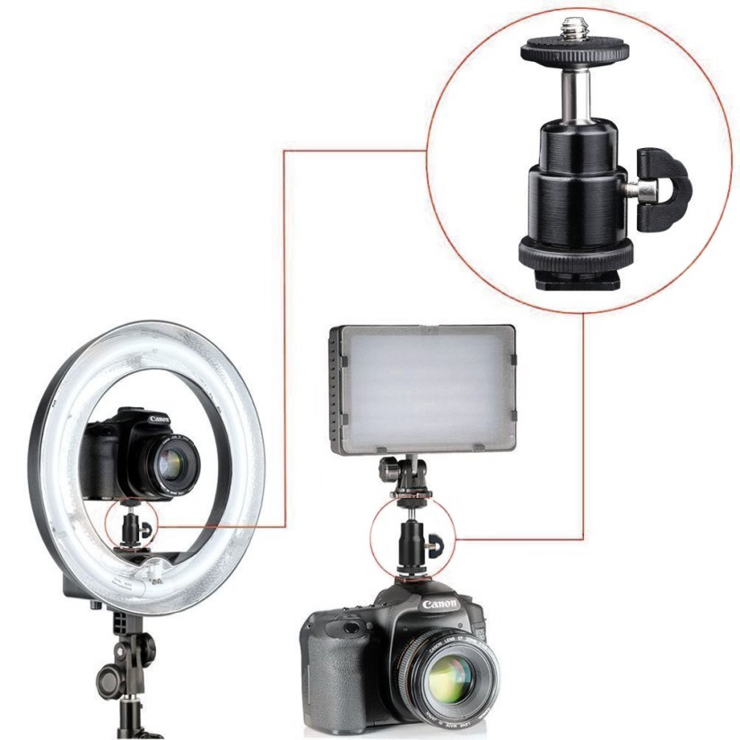 Đầu Chuyển Đổi Chân Flash Máy Ảnh Hot Shoe Sang Ball Head 1/4-inch