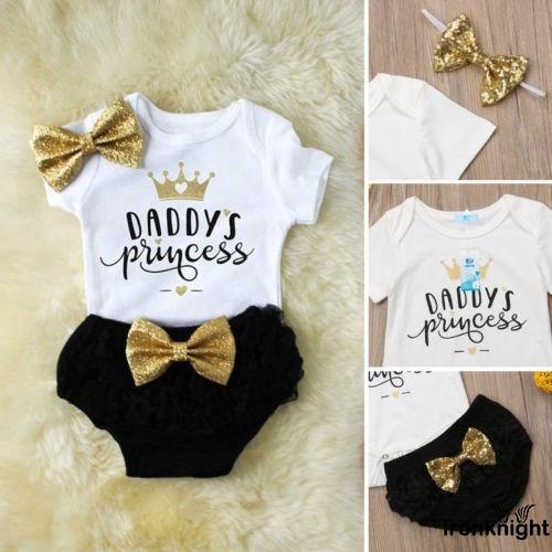 Set đồ liền thân + Quần short + Băng đô cho bé gái sơ sinh
