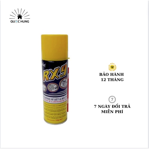 Dầu chống rỉ sét và bôi trơn động cơ RX9 -Hàng chính hãng-Bảo hành 12 tháng - Điện Nước Quốc Hùng