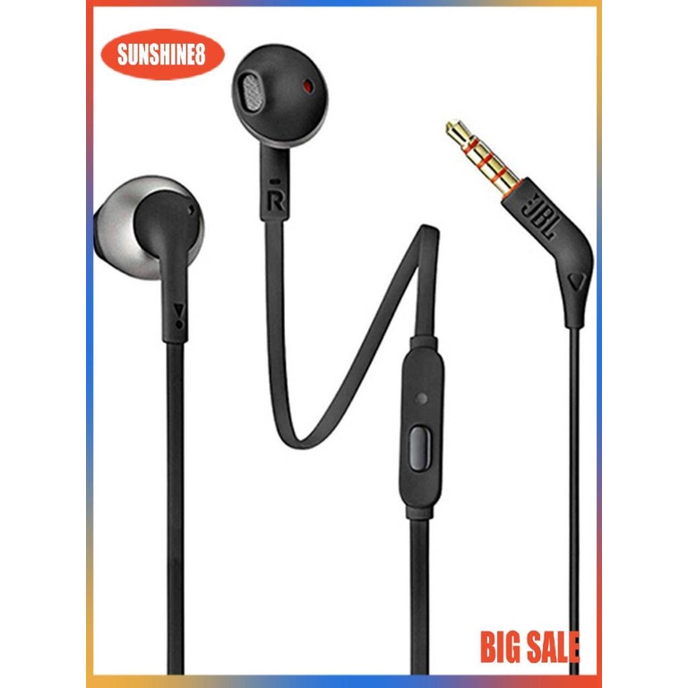 【SUN】Headphones JBL Tune T205 Sports Earphone With Mic Wireless Half In-Ear Headset