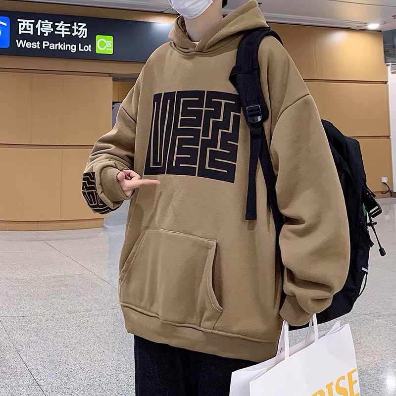 Áo hoodie unisex form rộng họa tiết mê cung chất nỉ bông dày dặn | BigBuy360 - bigbuy360.vn