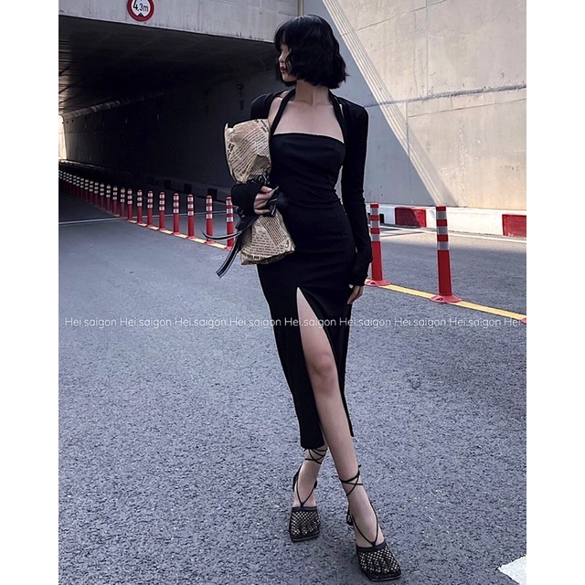 LEYLA SET - Đầm body xẻ tà + Áo khoác lửng dài tay (Cả set ảnh thật) HEIBYHER | BigBuy360 - bigbuy360.vn