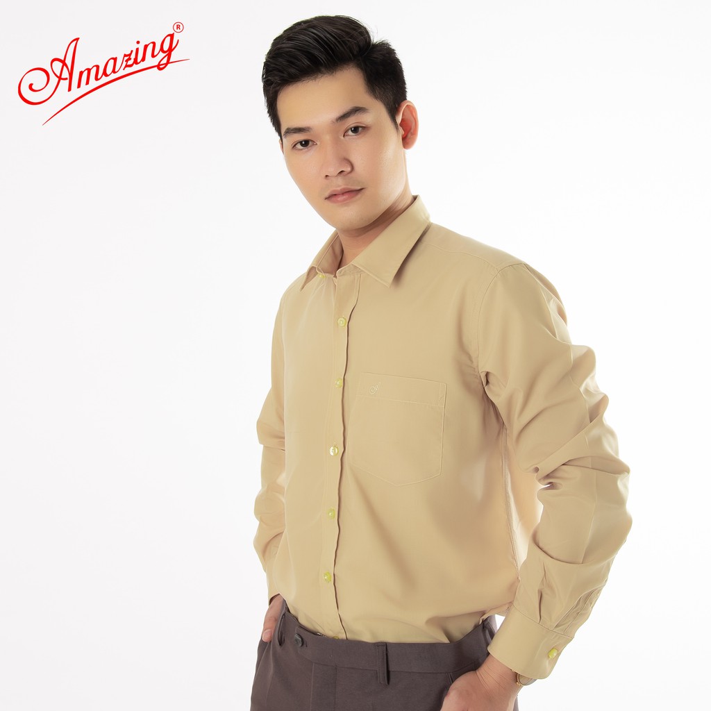 Amazing, áo sơ mi nam trung tuổi, chuẩn size basic, form suông, đa dạng sắc màu, chất liệu kt silk mềm mướt