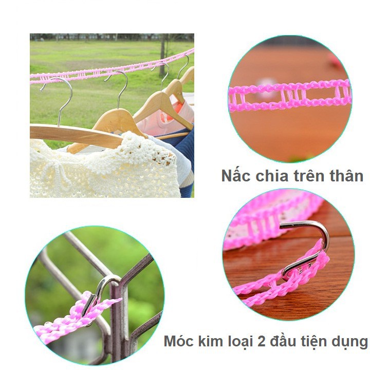 Dây Phơi Đồ, Dây Phơi Quần Áo Có Lỗ Móc Loại 5m 1117 TỔNG KHO SỈ 88