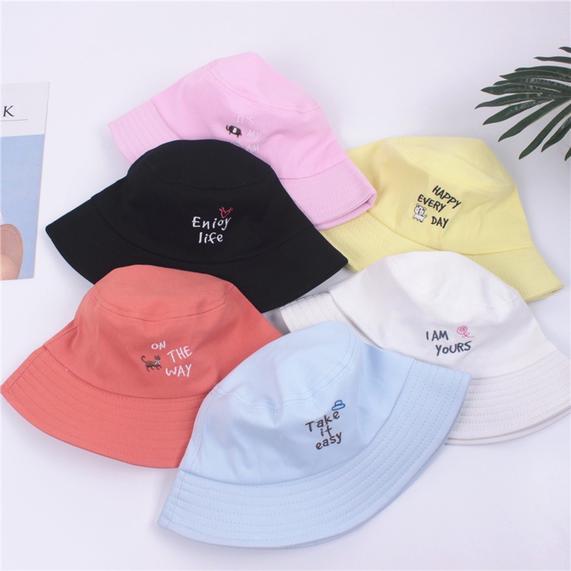Mũ Bucket Thêu Korea Dễ Thương - Nón Bucket Korea Xinh Xắn