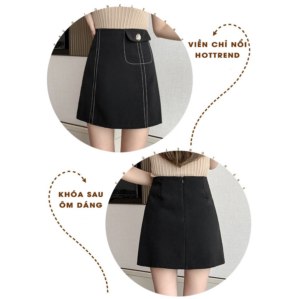 [Mã FAMANU82 giảm 10% đơn 0đ] Chân Váy A túi lệch xẻ đùi THUS, Váy ngắn nữ lưng cao khóa sau viền chỉ nổi hottrend | BigBuy360 - bigbuy360.vn