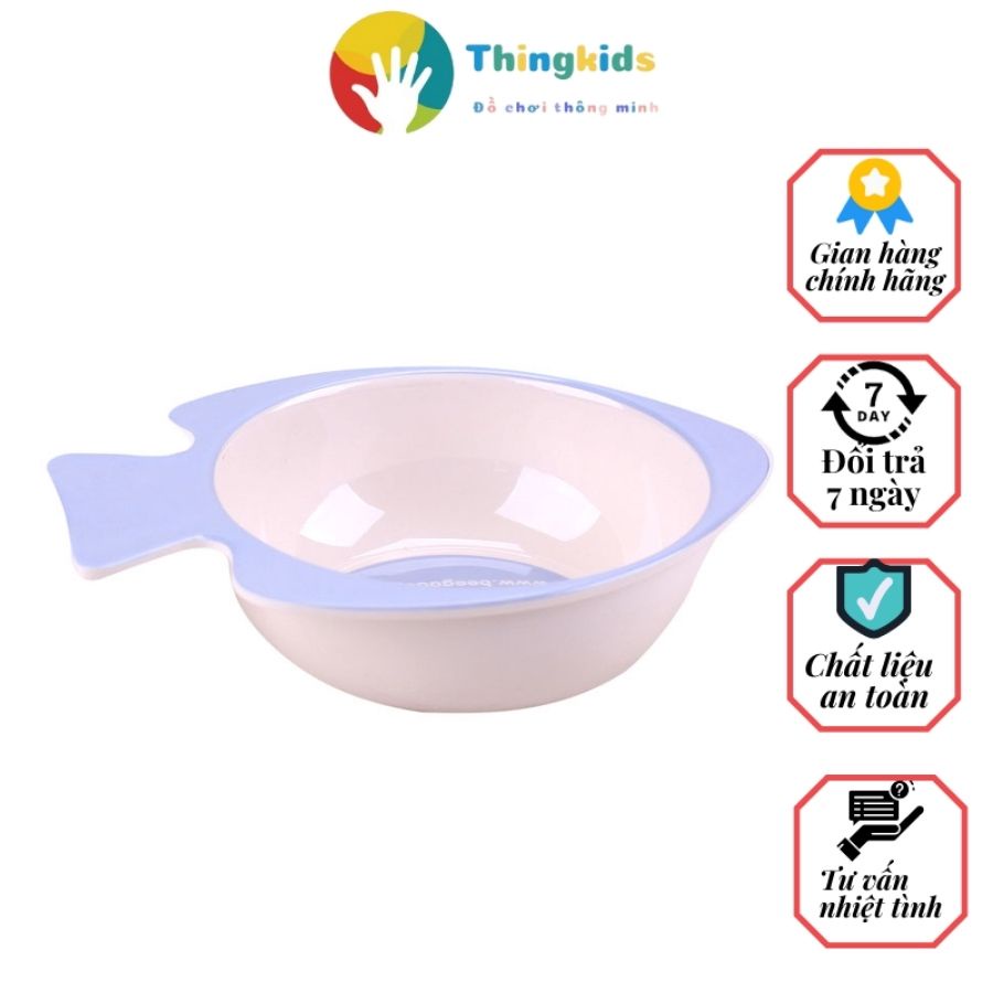 Bát ăn dặm hình cá cho bé chất liệu nhựa phíp an toàn, chống vỡ, có tặng kèm thìa cho bé - Thingkids