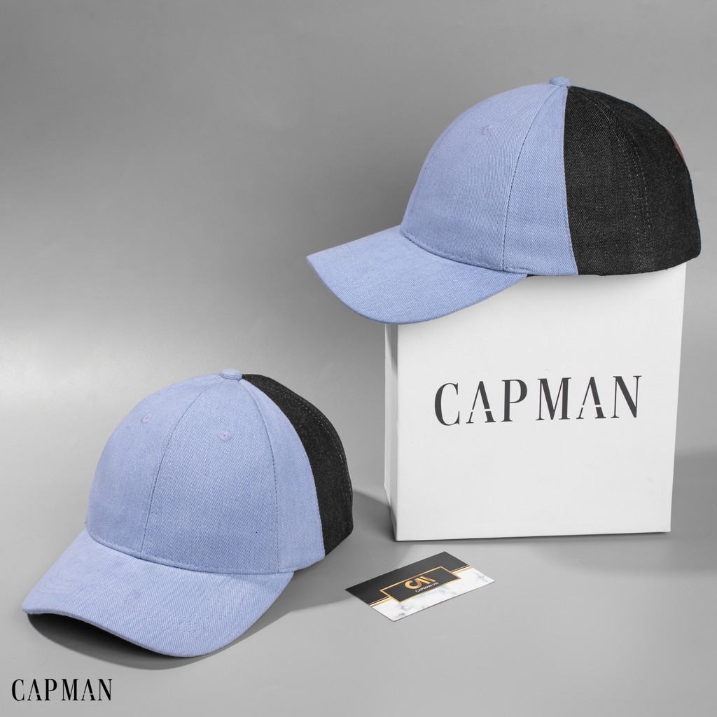 Mũ lưỡi trai chính hãng CAPMAN phom dáng thể thao vải jean màu đen xanh CM130