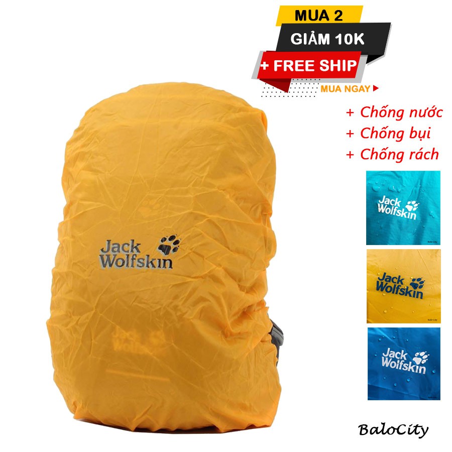 áo mưa balo, túi trùm ba lô đi mưa đa năng Jack Wolfskin, chất liệu vải dù chống nước, chống bụi, bảo vệ balô